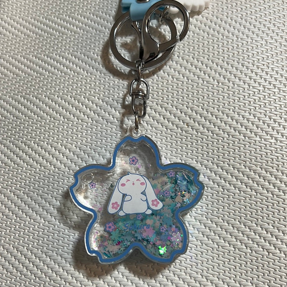 入油亚克力钥匙扣樱花兔蓝色