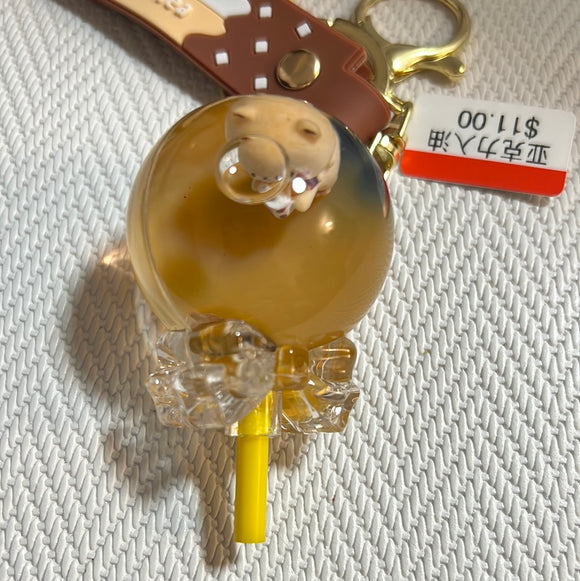 入油亚克力钥匙扣珍珠奶茶熊奶棒棒糖