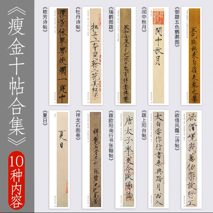 近距离字卡：瘦金体十帖合集