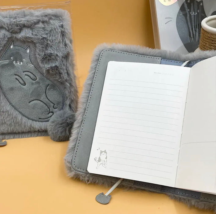 M&G Meow Shop Journal Notebook - A6 96 pages 晨光 喵喵好运来 A6毛绒手账本96页 105X148mm