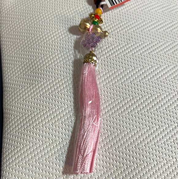 铜葫芦景泰蓝中国结流苏挂饰粉色