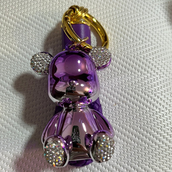 电镀镶钻钥匙扣暴力熊紫色