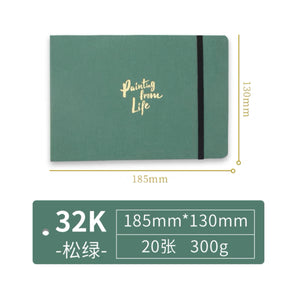 布艺水彩本300g 32K 中粗 20页 松绿