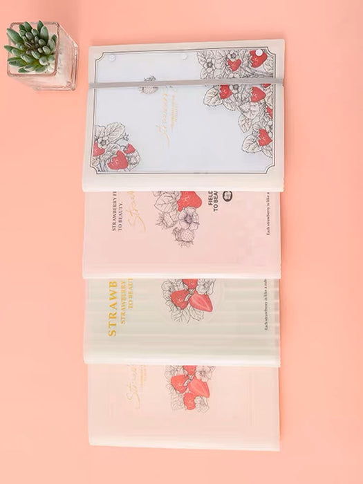 M&G Foldable Folder - 40 pages Pink 晨光 草莓多多 对折资料册40页折叠小巧便携绑带 展开A4大小