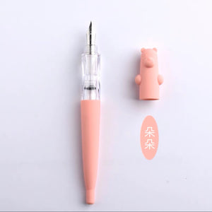 小熊笔帽 学生钢笔 赠送5ml彩墨 F尖