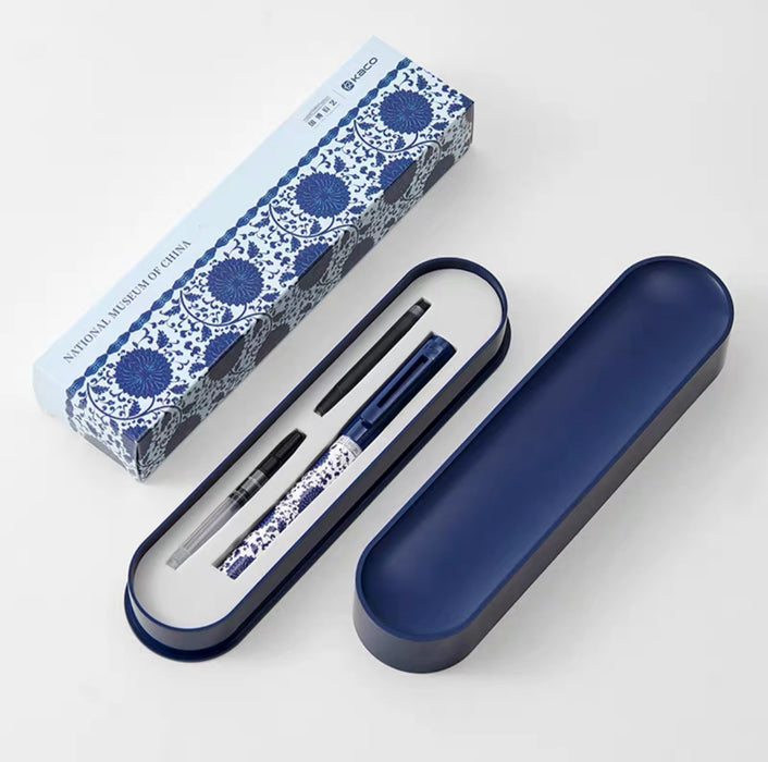 KACO x National Museum Stainless Steel Tip Fountain Pen Gift Box - Blue & White Porcelain KACO国家博物馆联名款钢笔礼盒 青花瓷 不锈钢EF明尖