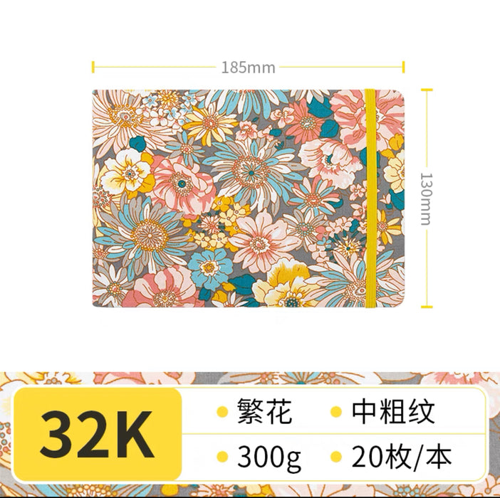 FeiLeNiao Fabric Watercolor Sketchbook飞乐鸟布艺水彩写生本300g 32K 中粗 20页 繁花