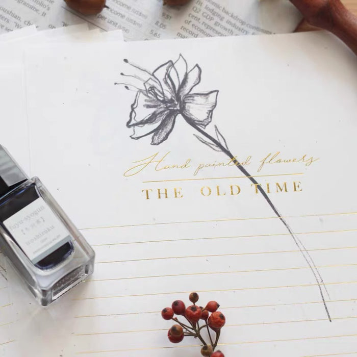 Minimalistic Instagram Style Gilded Letter Paper 北欧Ins风简约治愈黑白插画花束烫金信纸