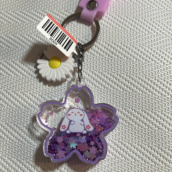 入油亚克力钥匙扣樱花兔紫色
