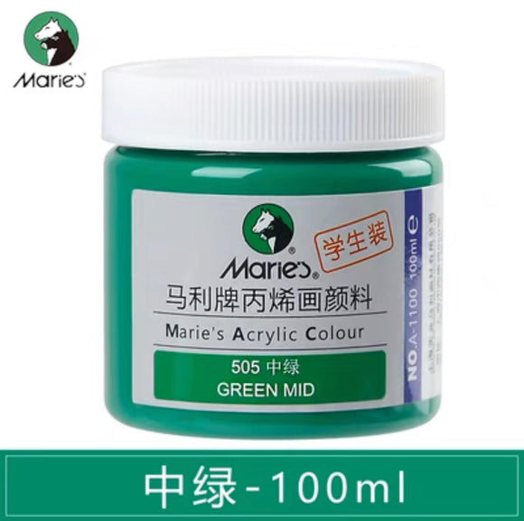 马利丙烯颜料100ml罐装 中绿 Marie’s Acrylic Color Green Mid 505