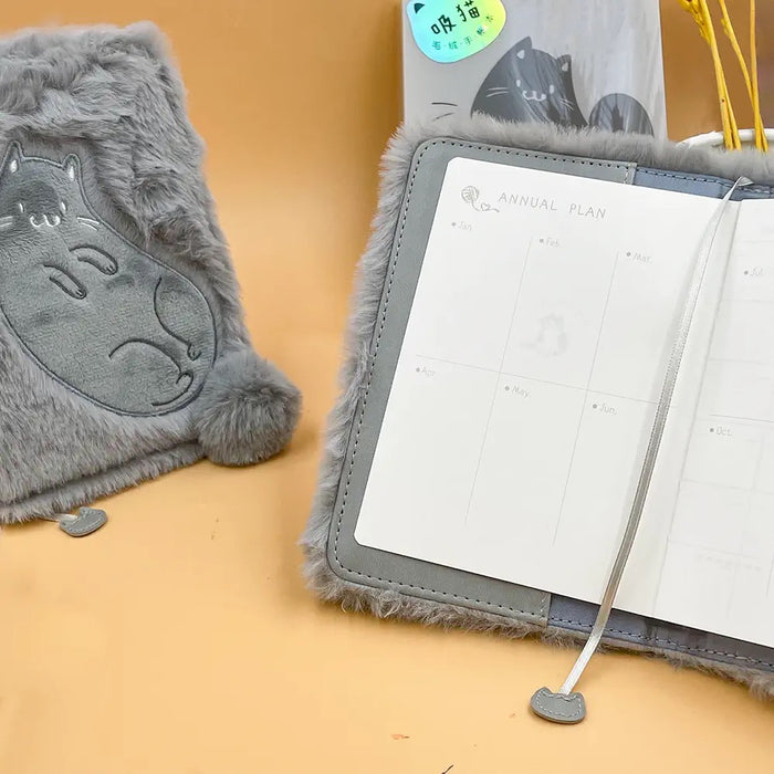 M&G Meow Shop Journal Notebook - A6 96 pages 晨光 喵喵好运来 A6毛绒手账本96页 105X148mm