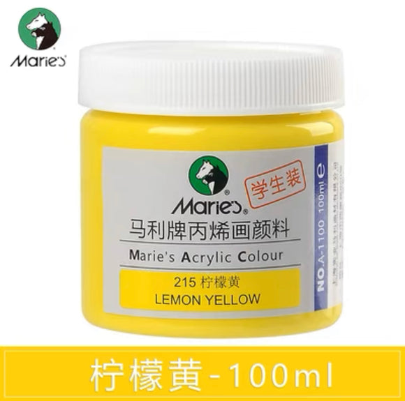 马利丙烯颜料100ml罐装 柠檬黄 Marie’s Acrylic Color Lemon Yellow 215