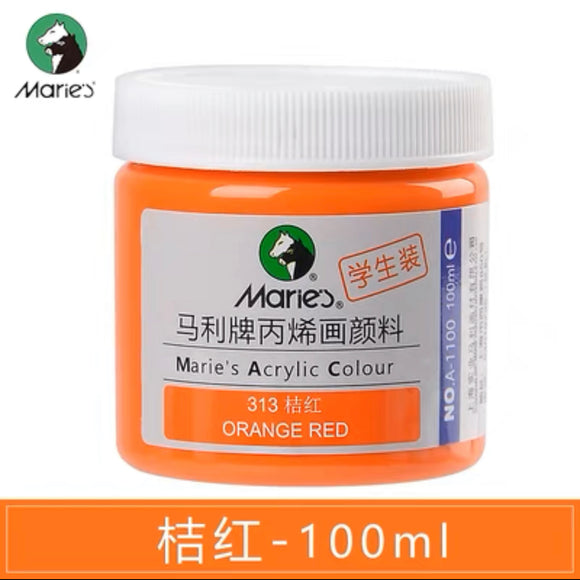 马利丙烯颜料100ml罐装 桔红 Marie’s Acrylic Color Orange Red 313