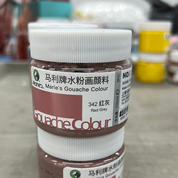 马利 水粉颜料 100ml 罐装 红灰 Gouache Color Red Grey