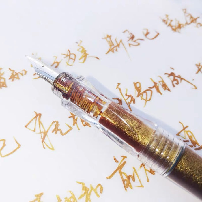 Transparent Calligraphy Pen 纯透明钢笔 笔杆灌墨 赠送18ml彩墨 F尖