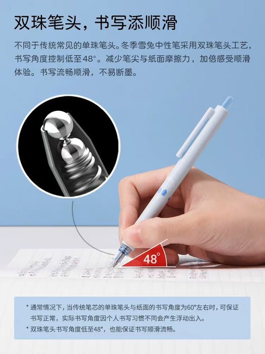 KACO Rocket Series Winter Rabbit Limited Edition Gel Ink Pens Set - 0.5mm Black Ink 3pcs KACO新款限定菁点冬季雪兔 中性笔3支装黑色水笔芯0.5按动式低重心