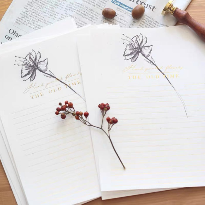 Minimalistic Instagram Style Gilded Letter Paper 北欧Ins风简约治愈黑白插画花束烫金信纸