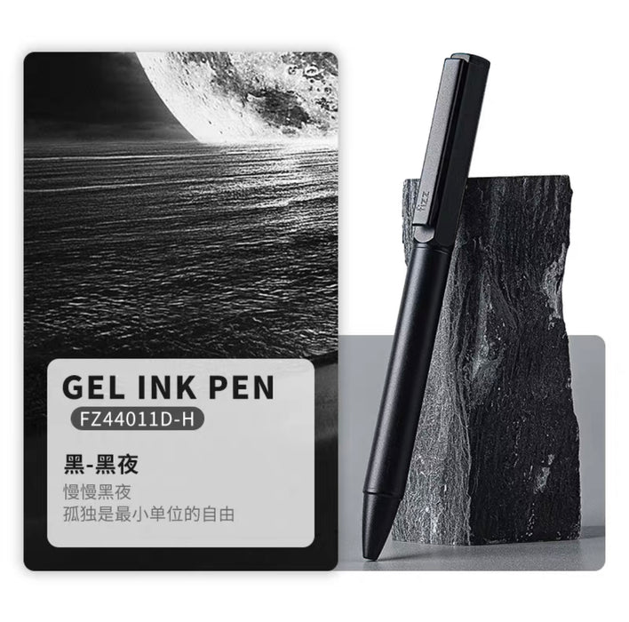 FIZZ FZ44011D-H Gel Ink Pen - Black 飞兹旋转出芯棱静中性笔 黑夜黑