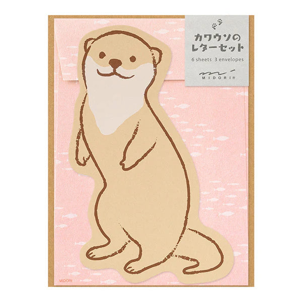 MIDORI Letter Set Die-Cut - Otter 日本MIDORI模切信纸套装 水獭