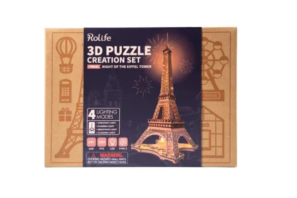 ROLIFE Night of the Eiffel Tower TGL01 3D Puzzle Creation Set 若来DIY手工拼装模型 TGL01 埃菲尔铁塔之夜