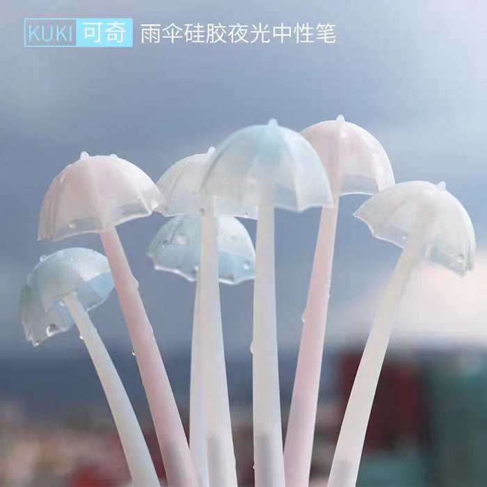 Umbrella-shaped Glow-in-the-dark Gel Ink Pen夜光雨伞中性笔颜色随机