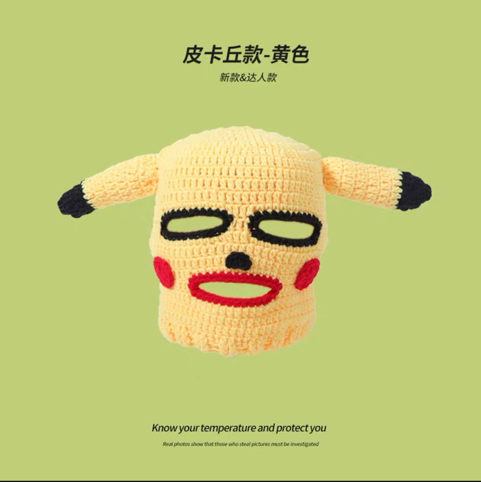 痞幼同款帽子女秋冬搞怪沙雕史莱克毛线帽子绿色卡通针织帽头套男