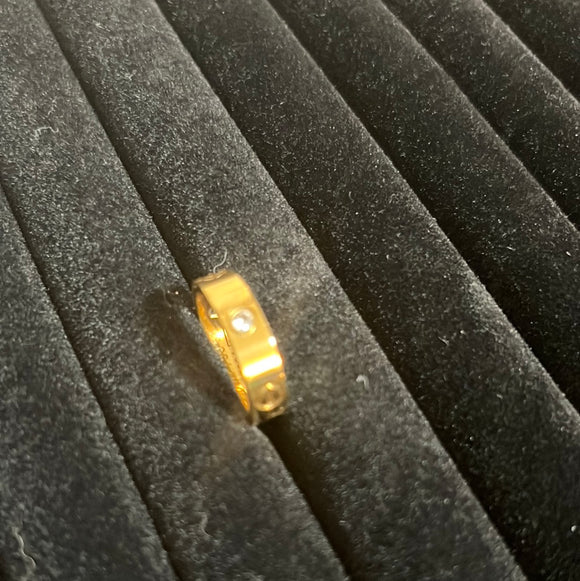 卡地亚同款镶钻戒指金色