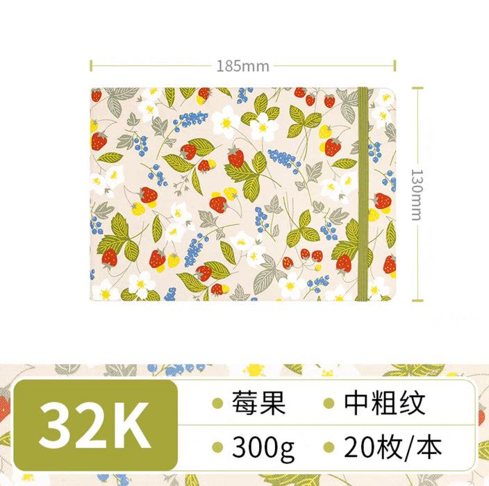 Fabric Watercolor Sketchbook 布艺水彩本300g 32K 中粗 20页 莓果