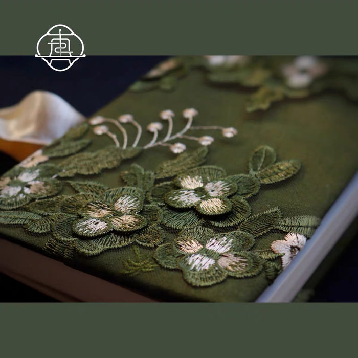 Traditional Embroidery Journal Notebook - A6 真我 绿·萤火之森 重工刺绣手工布书衣 手账本A6