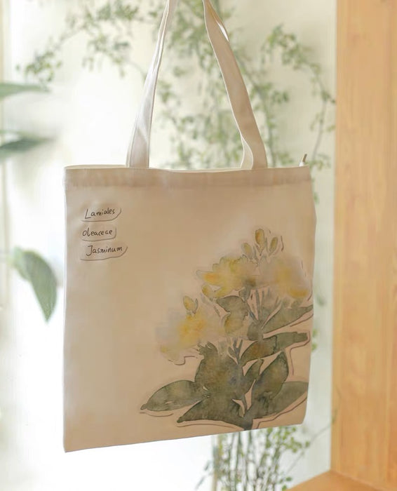 Canvas Handbag 帆布袋：水彩花卉 by人五 颜色随机
