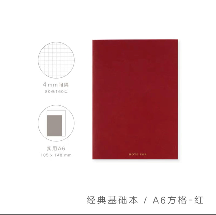 NOTE FOR Handbook Refill - A6 Squared Red NOTE FOR 献礼款手帐本内芯A6红-方格