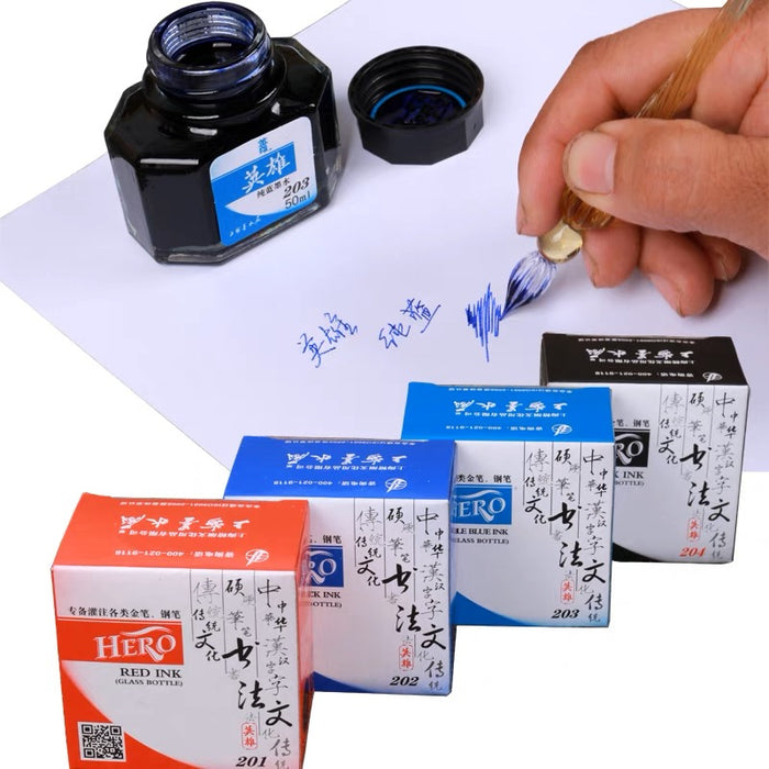 HERO Carbon-free Ink For Fountain Pen 英雄204非碳素墨水 - 黑色