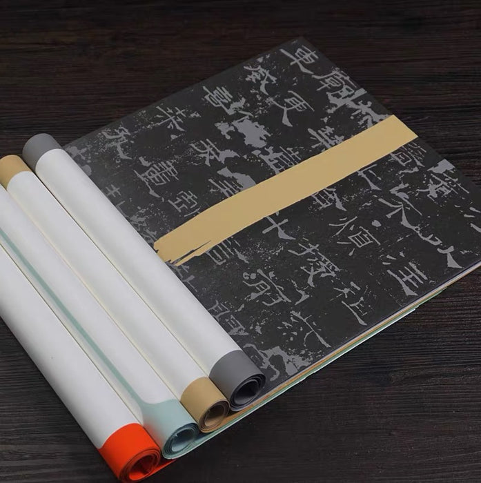 Traditional Chinese Style Batik Hanging Scroll - Orange 秦风汉韵六尺对开蜡染笺半生熟宣纸条屏 橙色