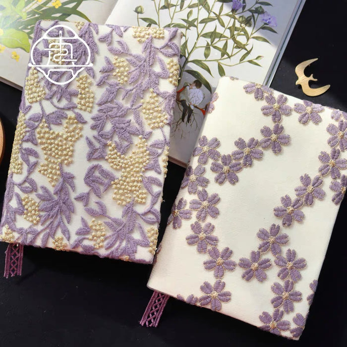 Traditional Embroidery Journal Notebook - A6 真我 葡萄成熟时 重工刺绣手工布书衣 手账本A6
