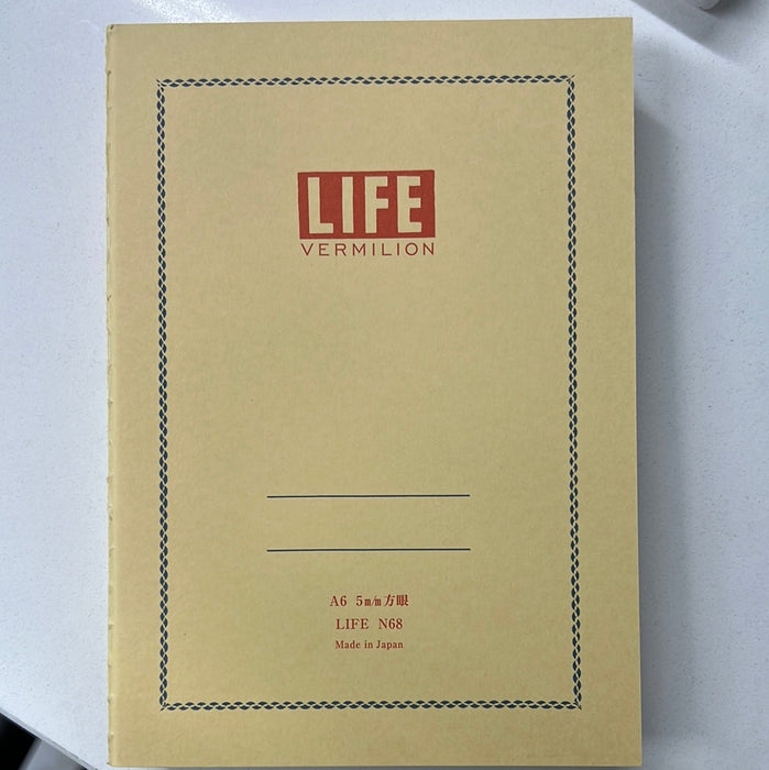 LIFE Notebook Vermilion - A6 Squared 32 sheets 日本LIFE记事本 红色 A6 方格 32页