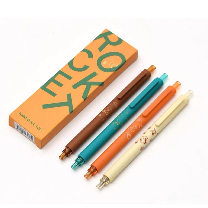 kaco菁点中性笔学科限定幸福的丰收低重心日系简约ins风黑色水笔