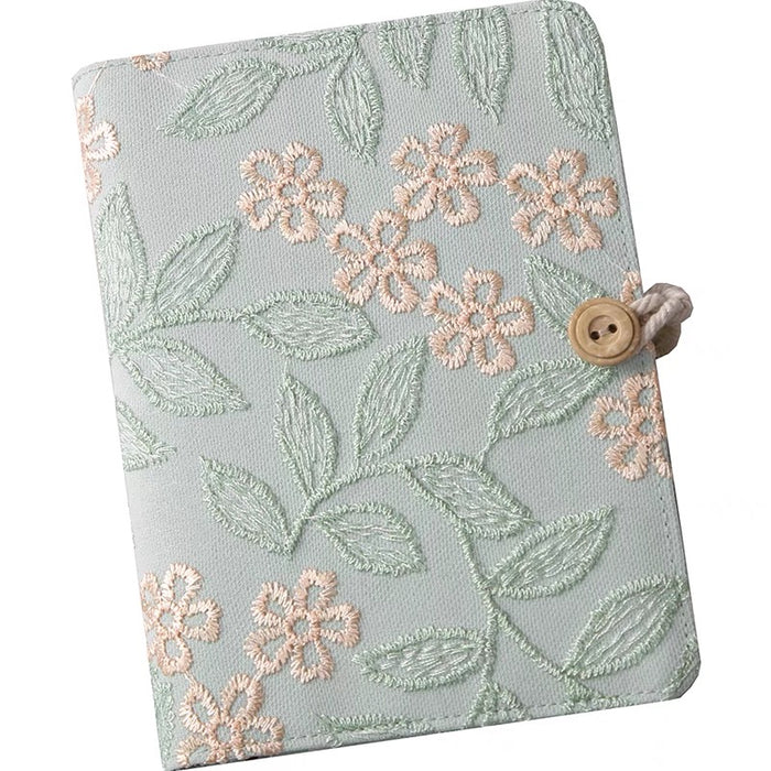 Traditional Embroidery Journal Notebook 古风花朵布艺刺绣活页本方格
