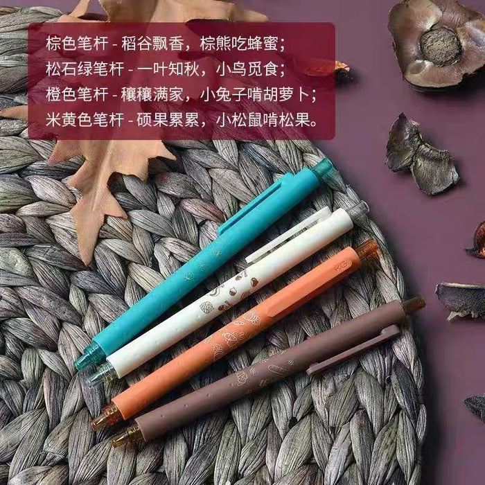 kaco菁点中性笔学科限定幸福的丰收低重心日系简约ins风黑色水笔