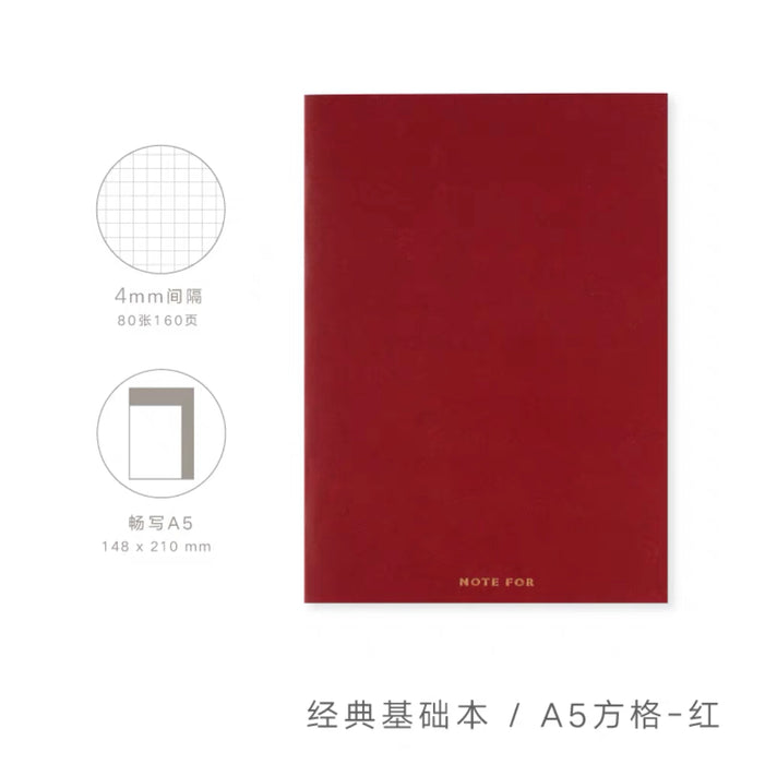 NOTE FOR Handbook Refill - A5 Squared Red NOTE FOR 献礼款手帐本内芯A5红-方格