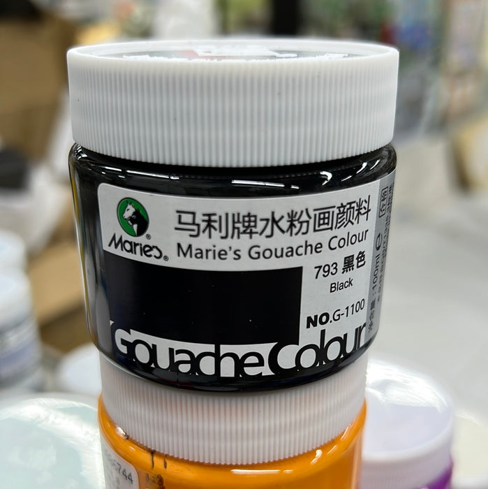 Marie's Gouache Color 100ml - Black 马利 水粉颜料 100ml 罐装 黑 旧包装
