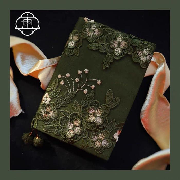 Traditional Embroidery Journal Notebook - A6 真我 绿·萤火之森 重工刺绣手工布书衣 手账本A6