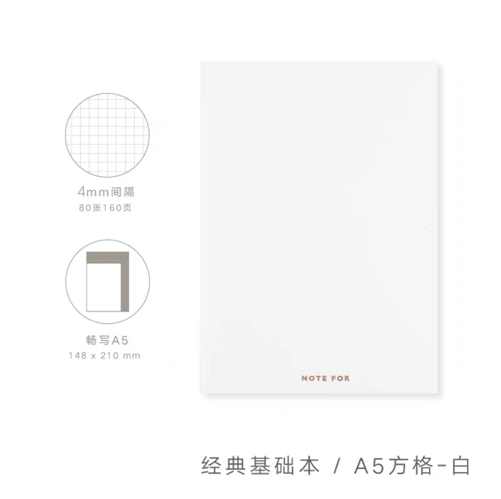 NOTE FOR Handbook Refill - A5 Squared White NOTE FOR 献礼款手帐本内芯A5白-方格