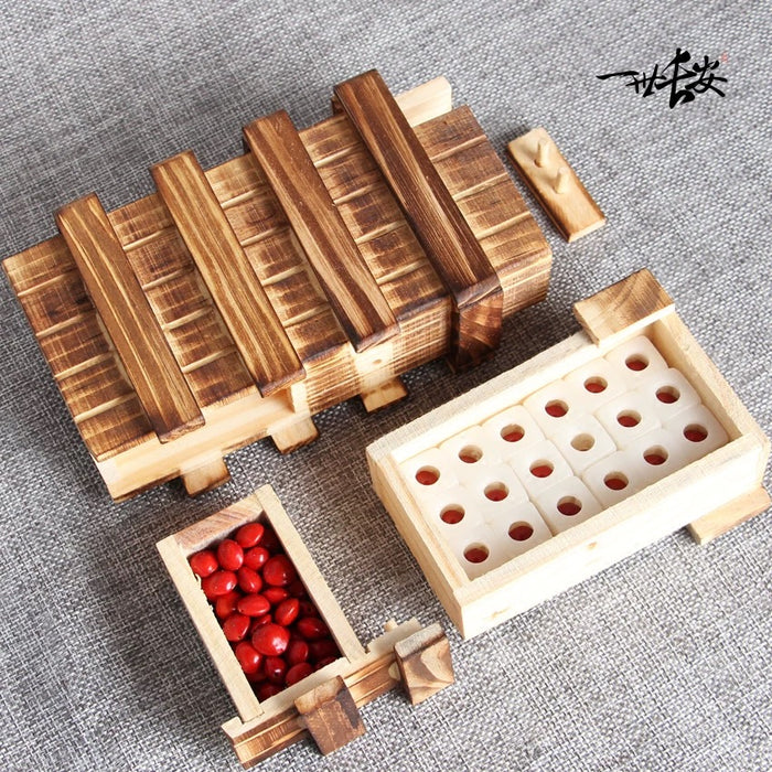 Wooden Puzzle Box 三开机关盒