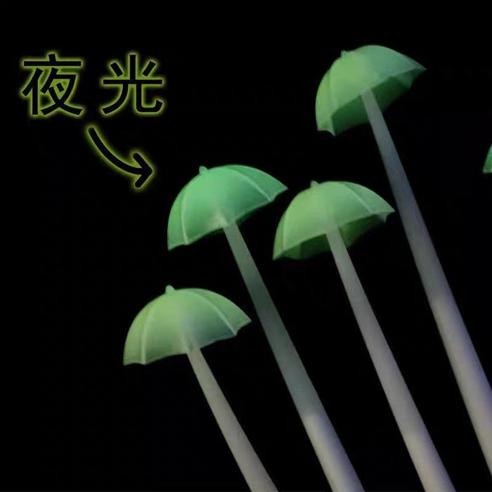 Umbrella-shaped Glow-in-the-dark Gel Ink Pen夜光雨伞中性笔颜色随机