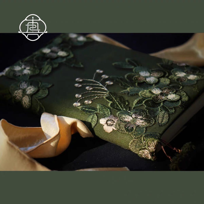 Traditional Embroidery Journal Notebook - A6 真我 绿·萤火之森 重工刺绣手工布书衣 手账本A6