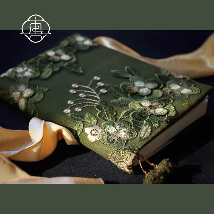 Traditional Embroidery Journal Notebook - A6 真我 绿·萤火之森 重工刺绣手工布书衣 手账本A6