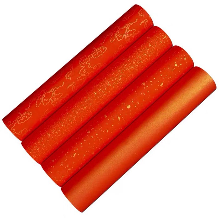 Heavyweight Batik-Gilded "Eternal Red" Couplet Scroll with Gilded Accents蜡染加厚万年红对联长卷 34cm*20m 鎏金款