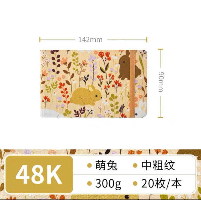 Fabric Watercolor Sketchbook 布艺水彩本300g 48K 细纹 20页 萌兔