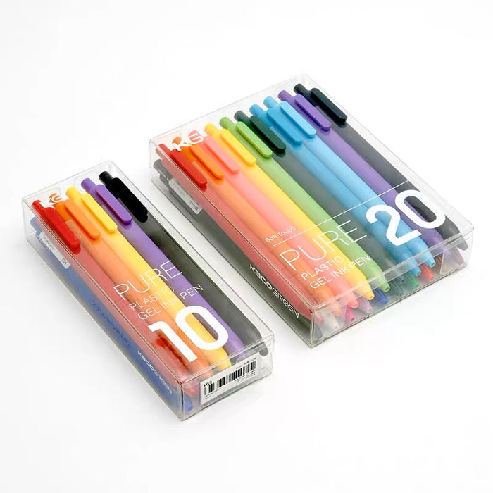 KACO PURE Colored Gel Ink Pen - 0.5mm 10pcs 书源按动式中性笔 彩虹笔学生用0.5mm 10支
